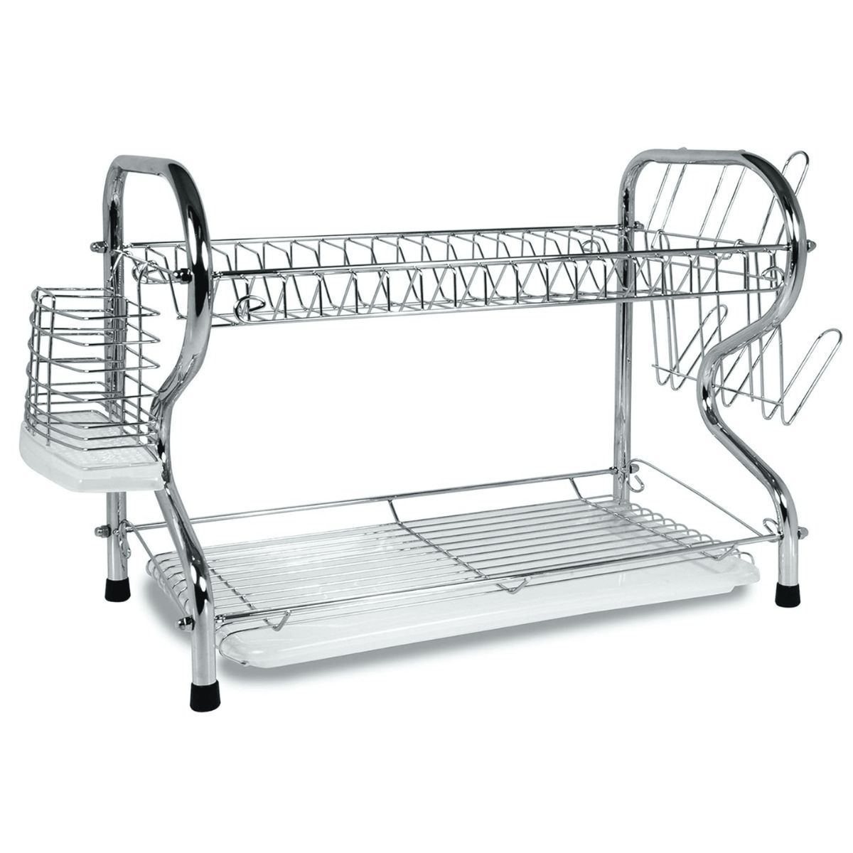 GENERICO - Secador de Platos de 2 Niveles de Acero Inoxidable