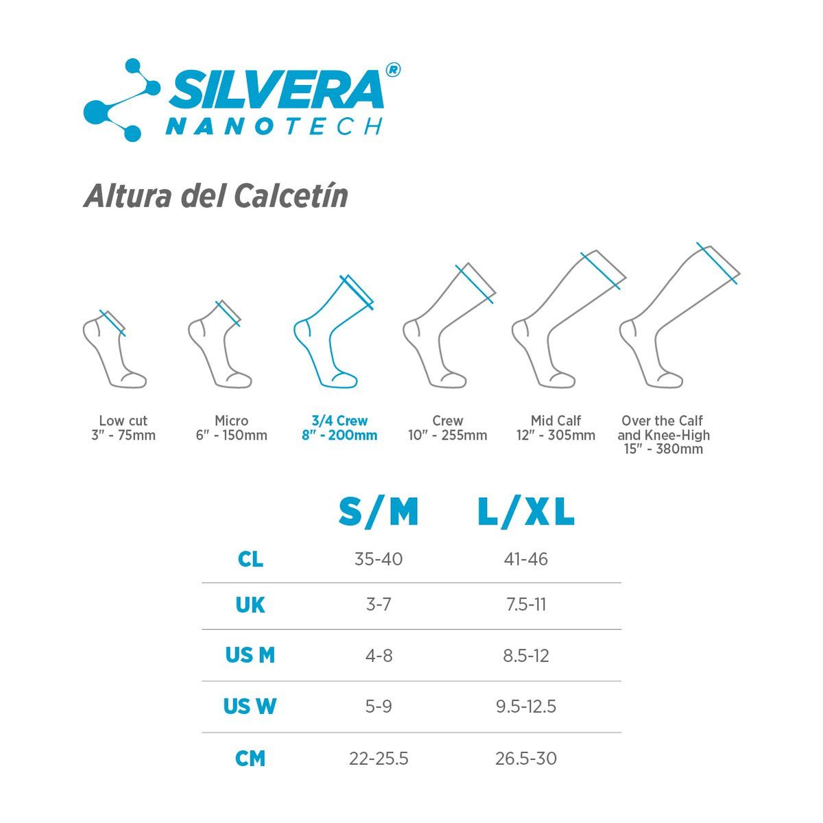 SILVERA NANOTECH - calcetines running ciclismo trail outdoor hombre mujer correr 2-pack