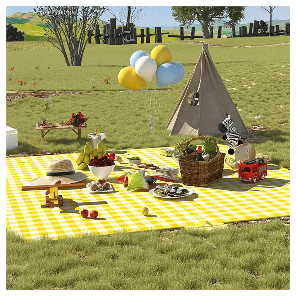 GENERICO - Manta de Picnic Clásica Estilo Cuadros