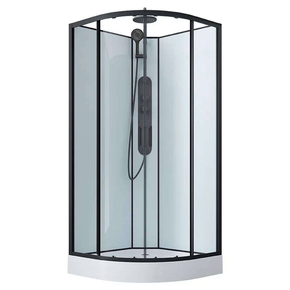 DOER - SHOWER CURVO 90X90 CON HIDROMASAJE Y PANEL NEGRO