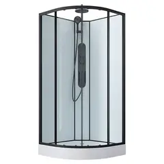 DOER - SHOWER CURVO 90X90 CON HIDROMASAJE Y PANEL NEGRO