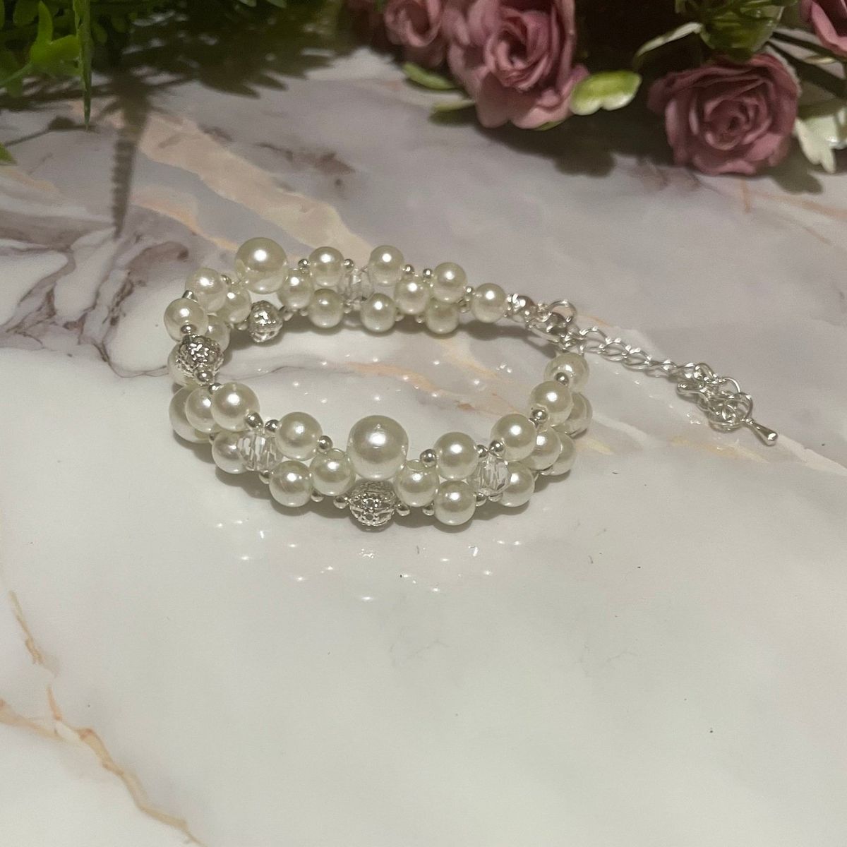 GENERICO - Pulsera de Perlas Brillantes Elegance