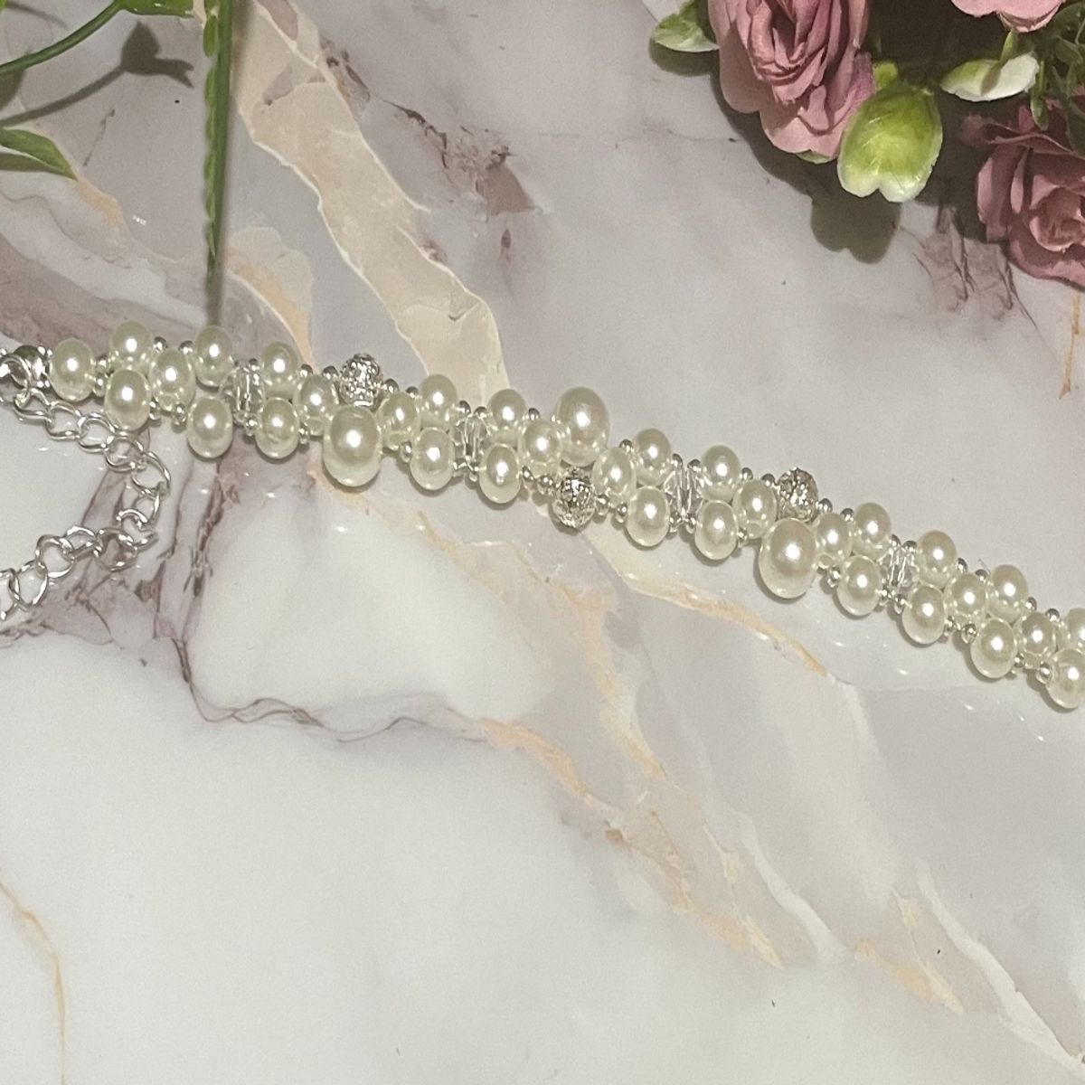 GENERICO - Pulsera de Perlas Brillantes Elegance