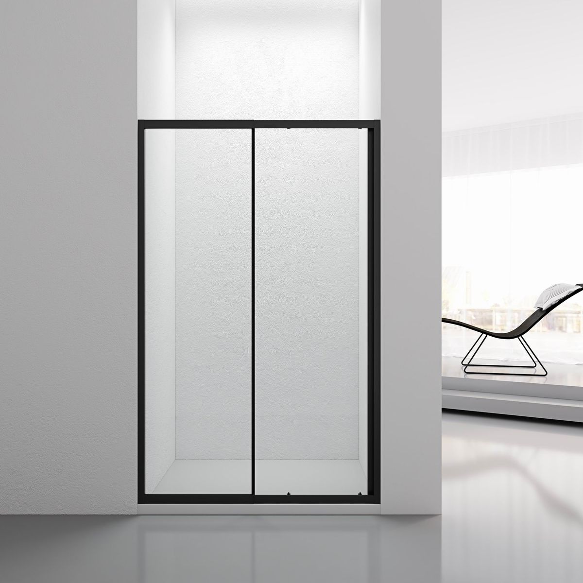 DOER - Mampara Ajustable 135-150 x 190 CM, Marco NEGRO