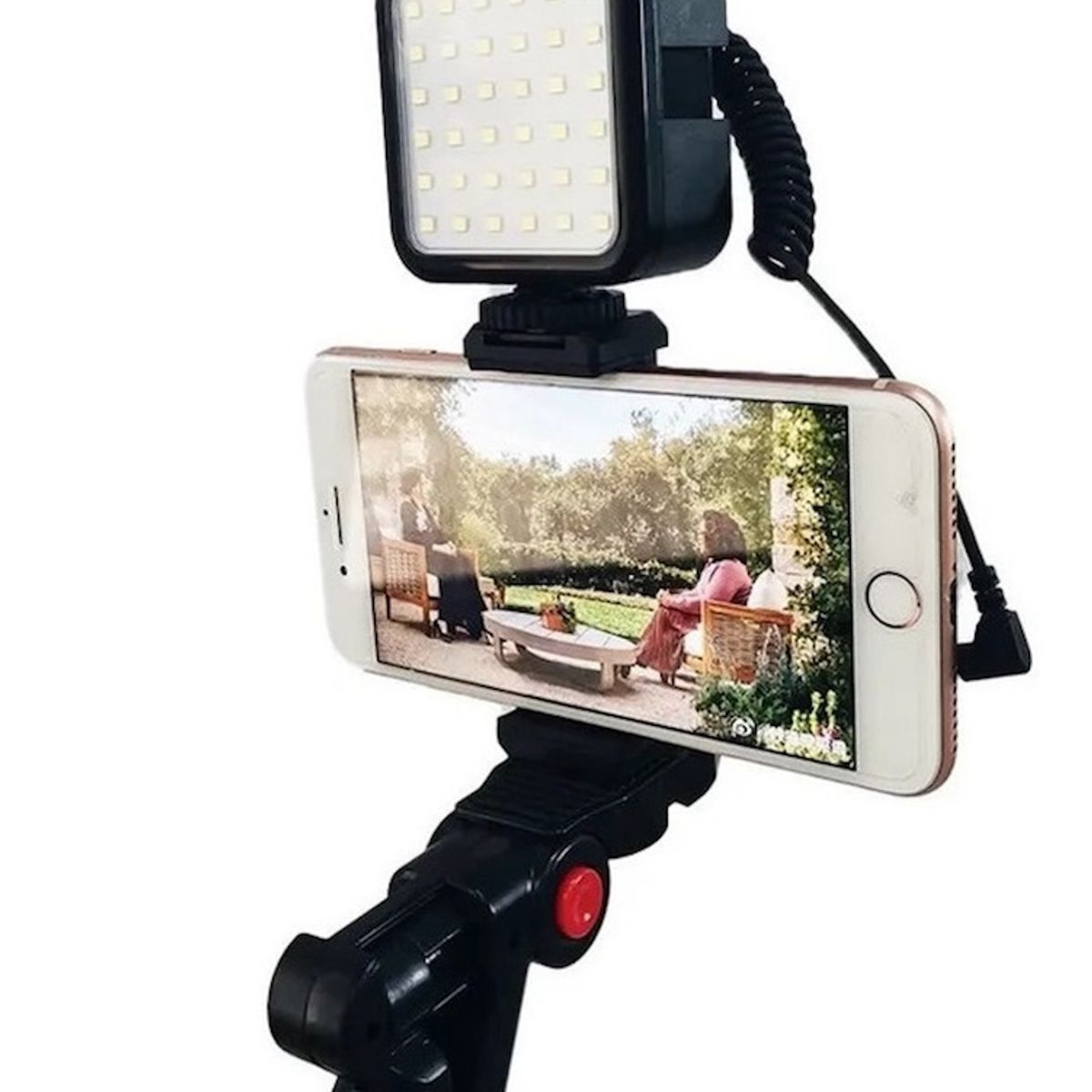 GENERICO - Soporte Estabilizador Vlogger Móvil Con Luz Led Y Micrófono