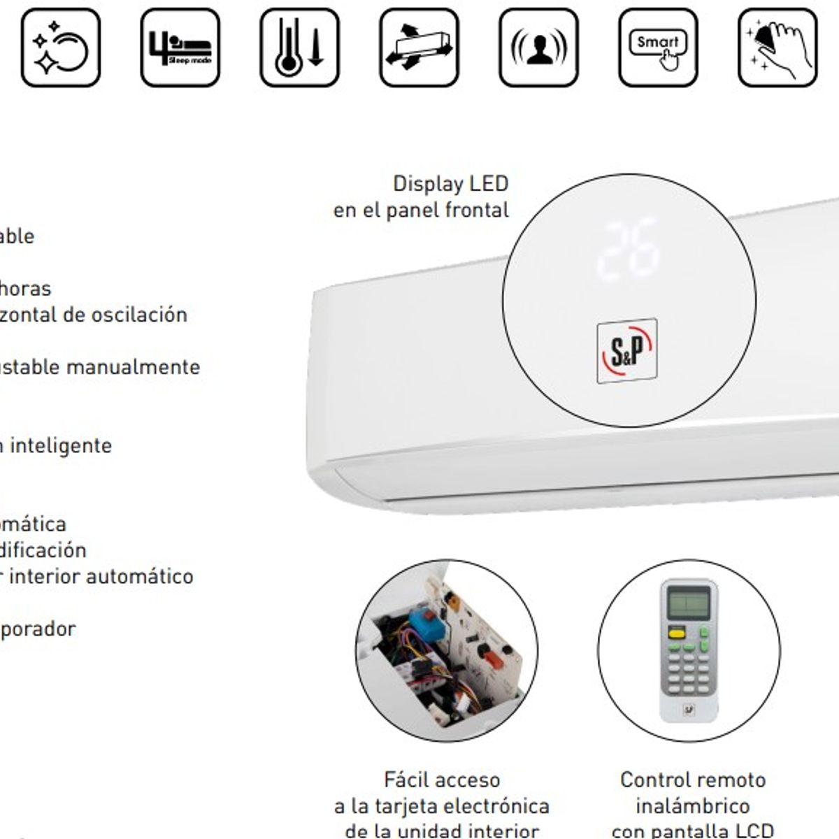 S & P - Aire Acondicionado 22000 Btu Inverter S&P Frio Calor Wifi R32