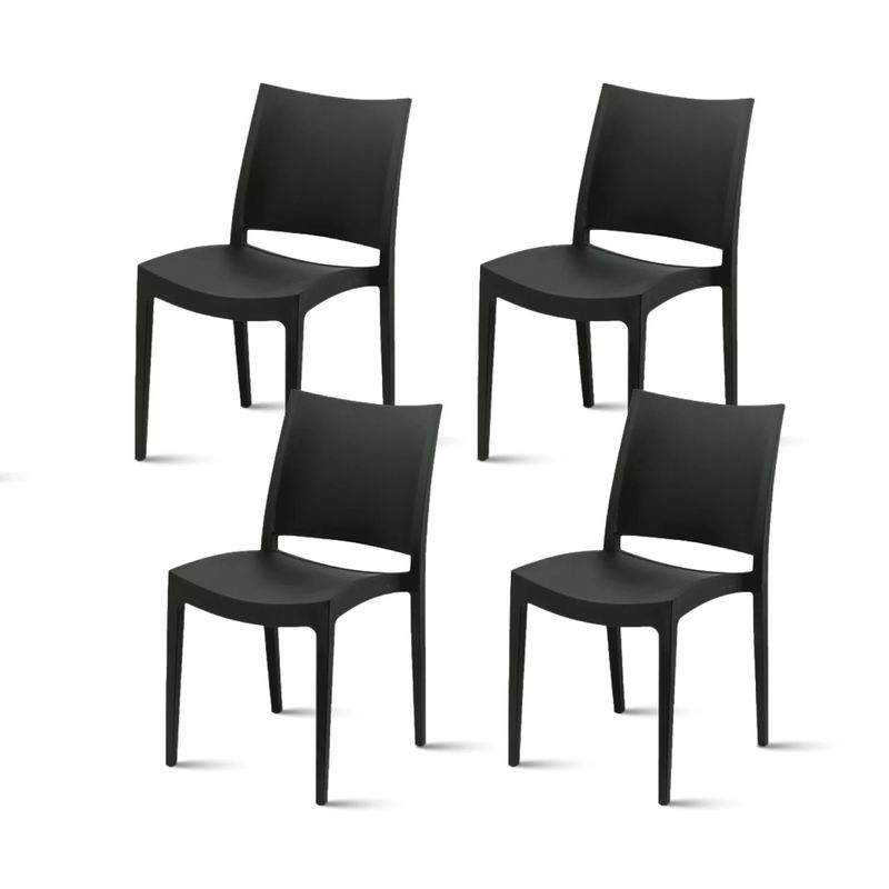 GENERICO - Pack 4 Sillas de Exterior Restaurant – Negra