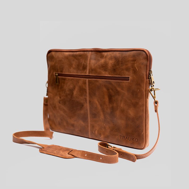 TRAUKO - Maletín Unisex Cuero Café Trauko Chicago