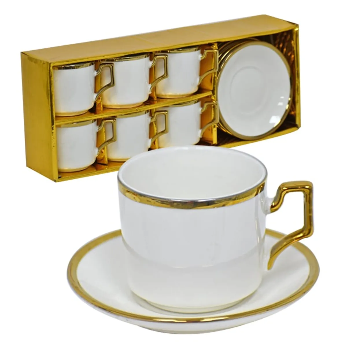 MSA MUEBLES SANTA ANA - Set 6 Tazas Café Gold Line