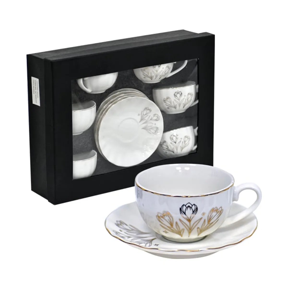 MSA MUEBLES SANTA ANA - Set Tazas Café Porcelana Roses
