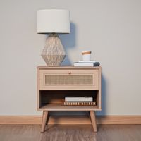 Velador con Rattan Top Living Jakarta con Cajón y Estante