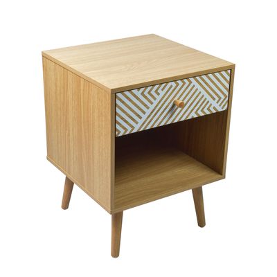 Imagen 2 del producto Velador Top Living Moon con Cajón y Estante Blanco y Madera