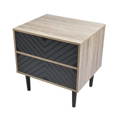 Imagen 2 del producto Velador Top Living Night Con Cajones Negro y Madera