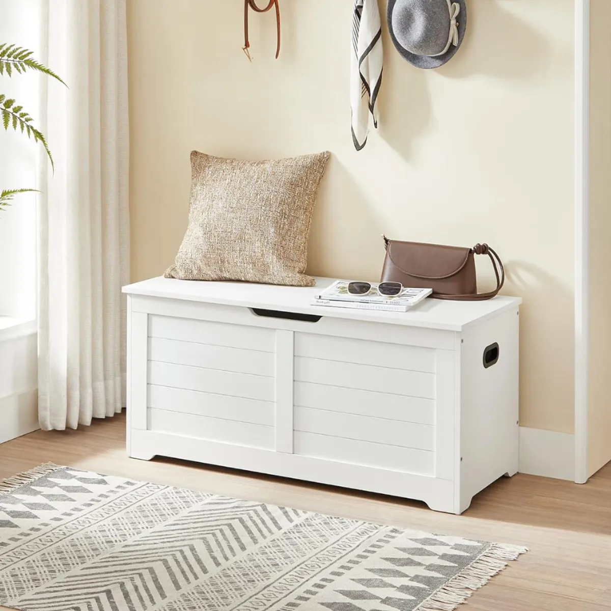 SPACEZAT - Banqueta Baul Almacenaje Blanco Saffle