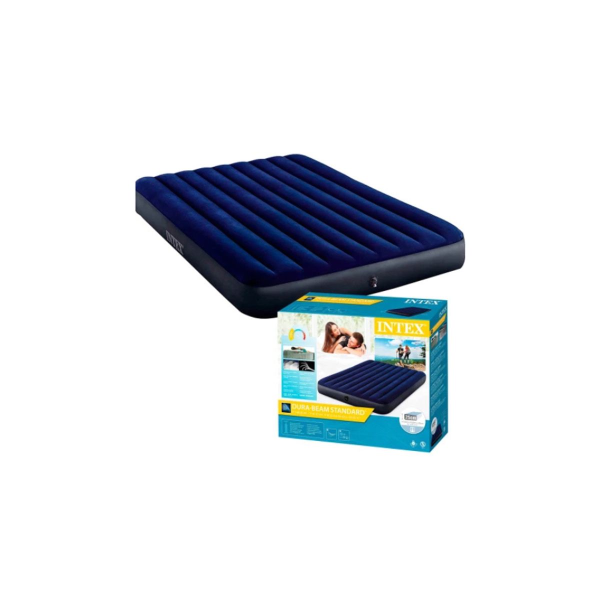 GENERICO - Colchon Inflable Para Camping Intex De 152 x 203 x 25 cm