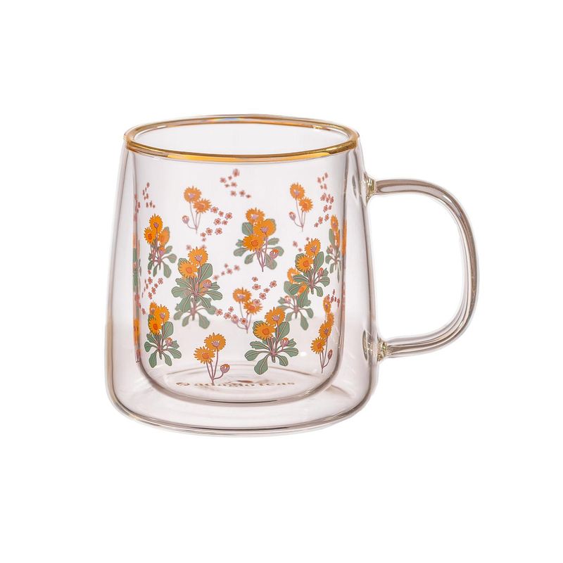 ADAGIO TEAS - Taza Doble Vidrio Yellow Flowers 250 ml