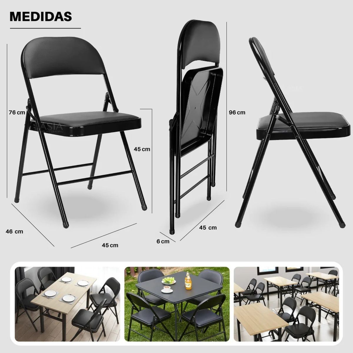 MODERNISMO - Silla Plegable Metálica Acolchada Todo Evento