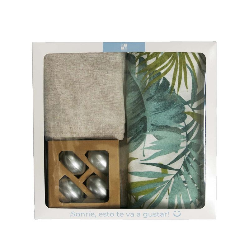 DECO EXPRESS - Box Textil y Argollas Forest - (Mantel, Caminito, Servilletas y Argollas)