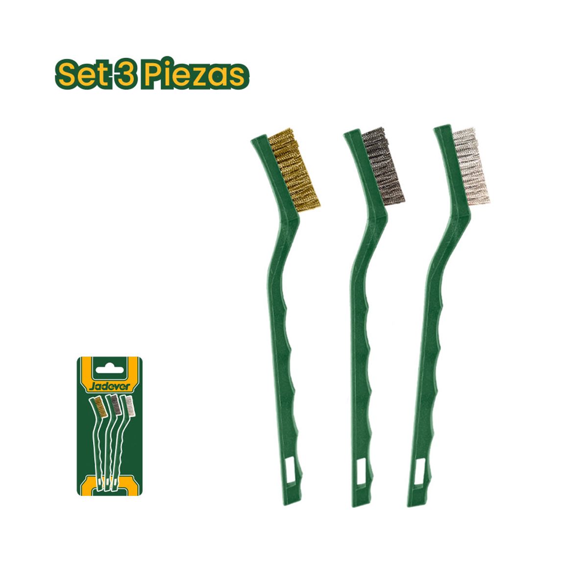 JADEVER - Set Cepillos con Cerdas Metálicas Alambre 7 Pulgadas 3 Piezas JADEVER