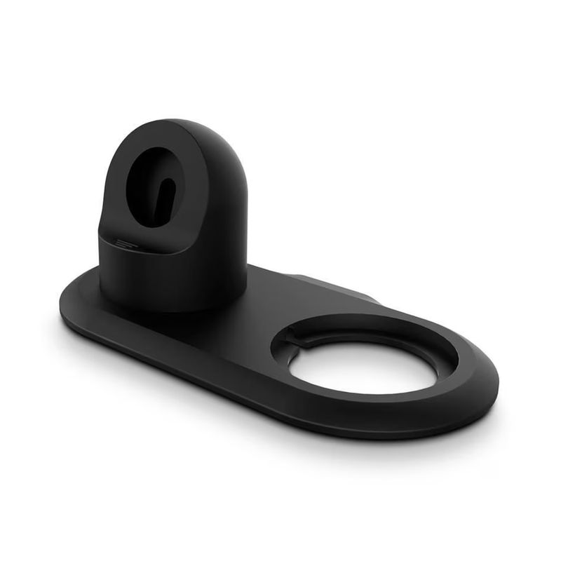 GENERICO - Stand De Carga 2 En 1 Para iPhone Y Apple Watch Silicona Negro