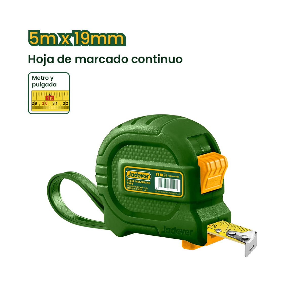 JADEVER - Cinta Huincha de Medir 5 Metros JADEVER