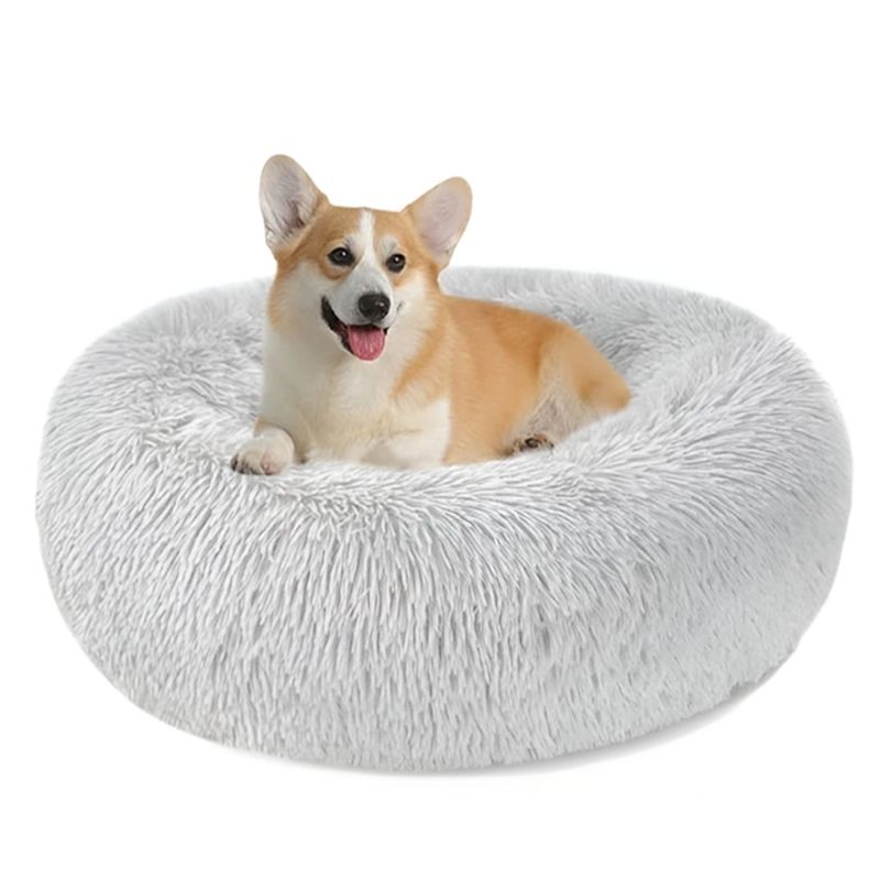 GENERICO - Cama Antiestrés Felpa para Mascotas Perros Gatos 50cm Gris