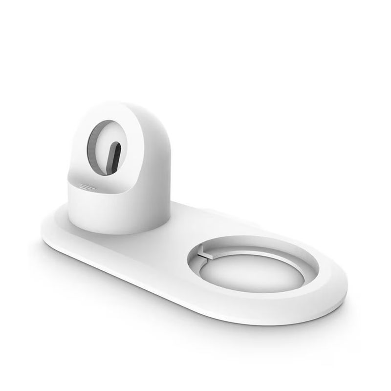 GENERICO - Stand De Carga 2 En 1 Para iPhone Y Apple Watch Silicona Blanco