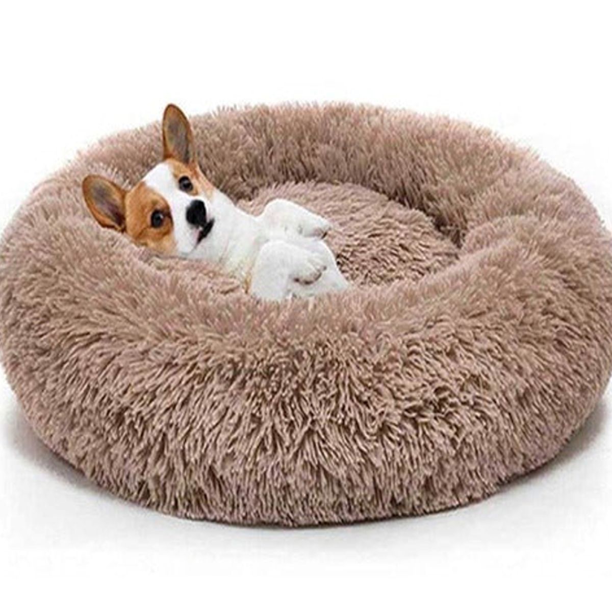MASCO TODO - Cama Antiestrés Felpa para Mascotas Perros Gatos 50cm Marrón