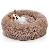 Cama Antiestrés Felpa para Mascotas Perros Gatos 50cm Marrón