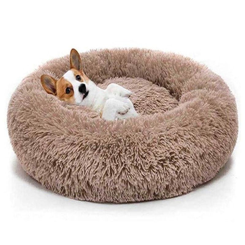 GENERICO - Cama Antiestrés Felpa para Mascotas Perros Gatos 50cm Marrón