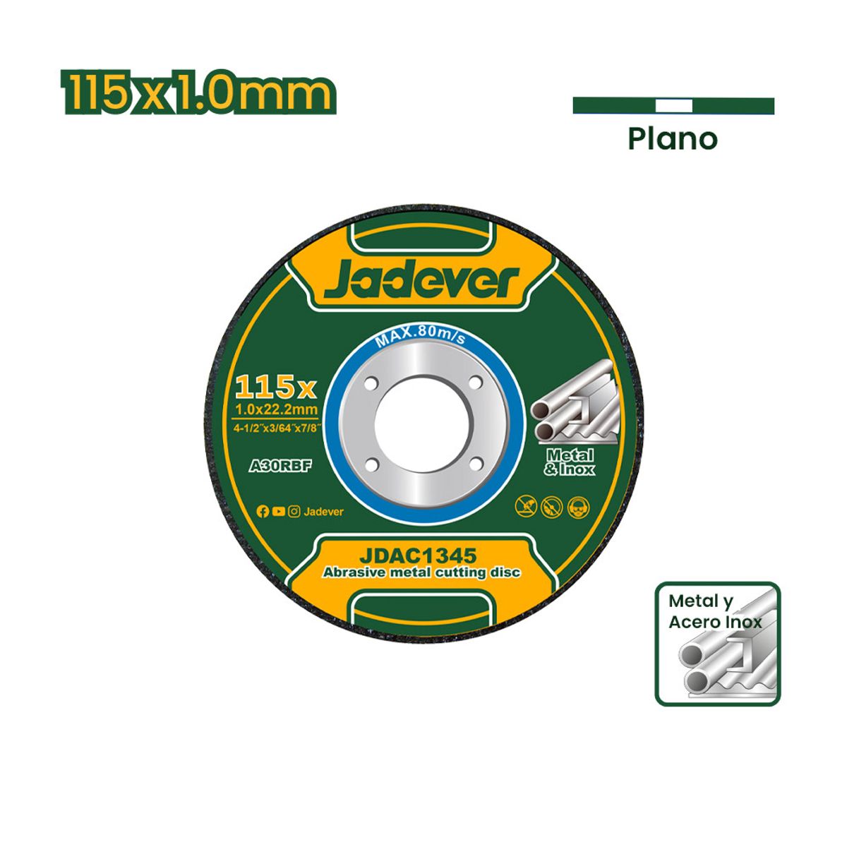 JADEVER - Disco de Corte Metal 4 Pulgadas 115x1.0mm JADEVER