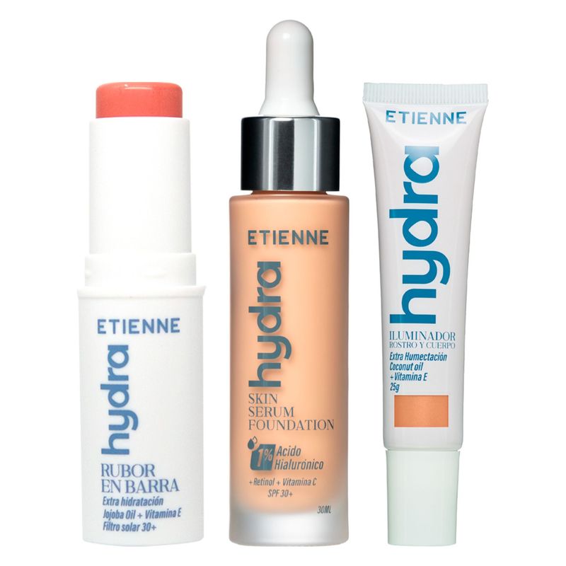 ETIENNE - Set Hydra Base Beige + Rubor Barra Ap  + Iluminador Etienne