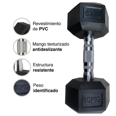 Imagen 2 del producto Mancuernas x2 Hexagonales Pro 10 Kg