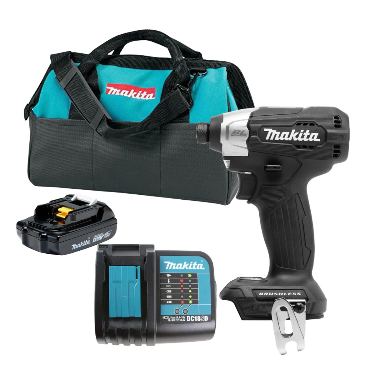 MAKITA - Kit atornillador Impacto BL 18v Makita Dtd157 + 1 Bateria