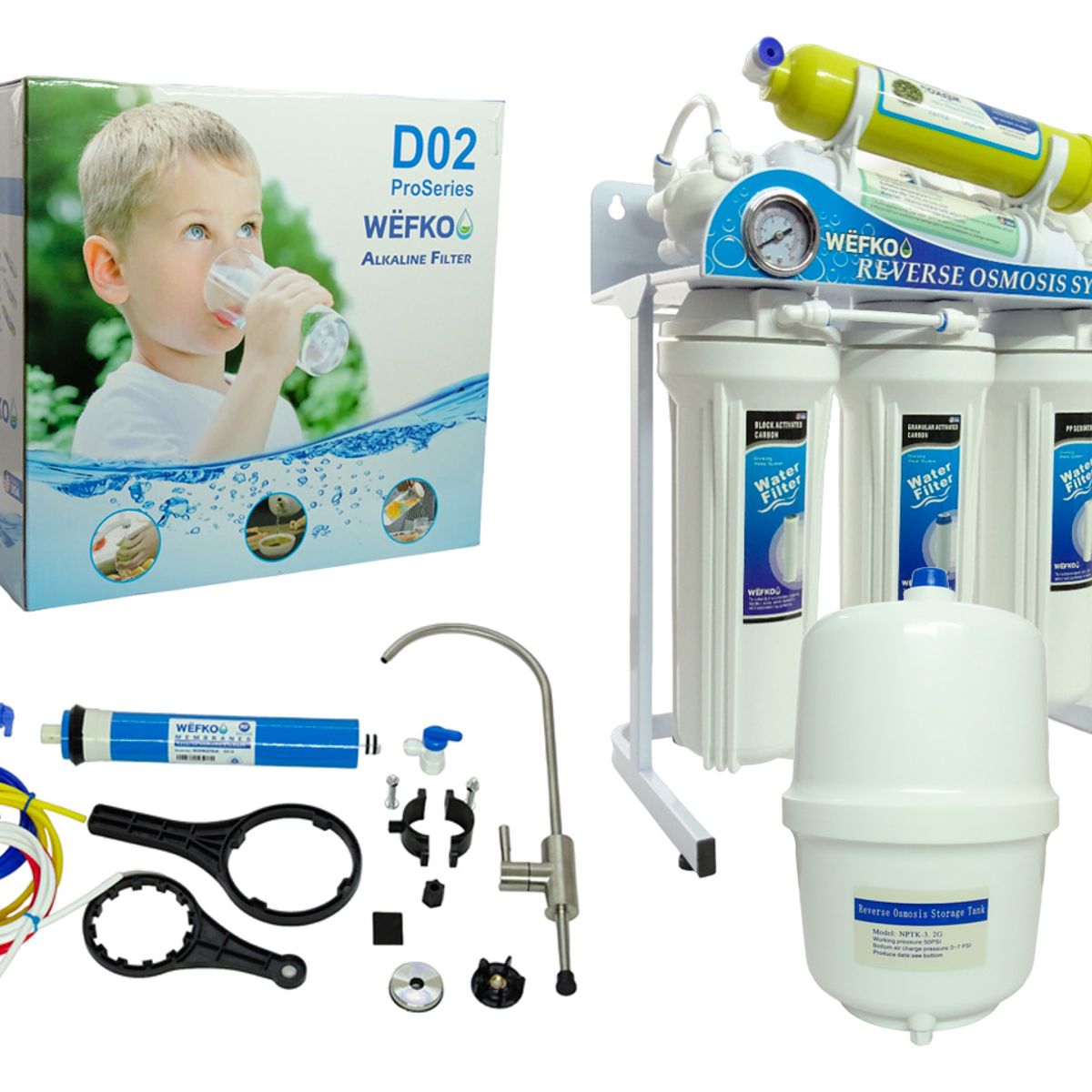 GENERICO - Purificador WËFKO Osmosis Inversa 7 Etapas Con Filtro Alcalino