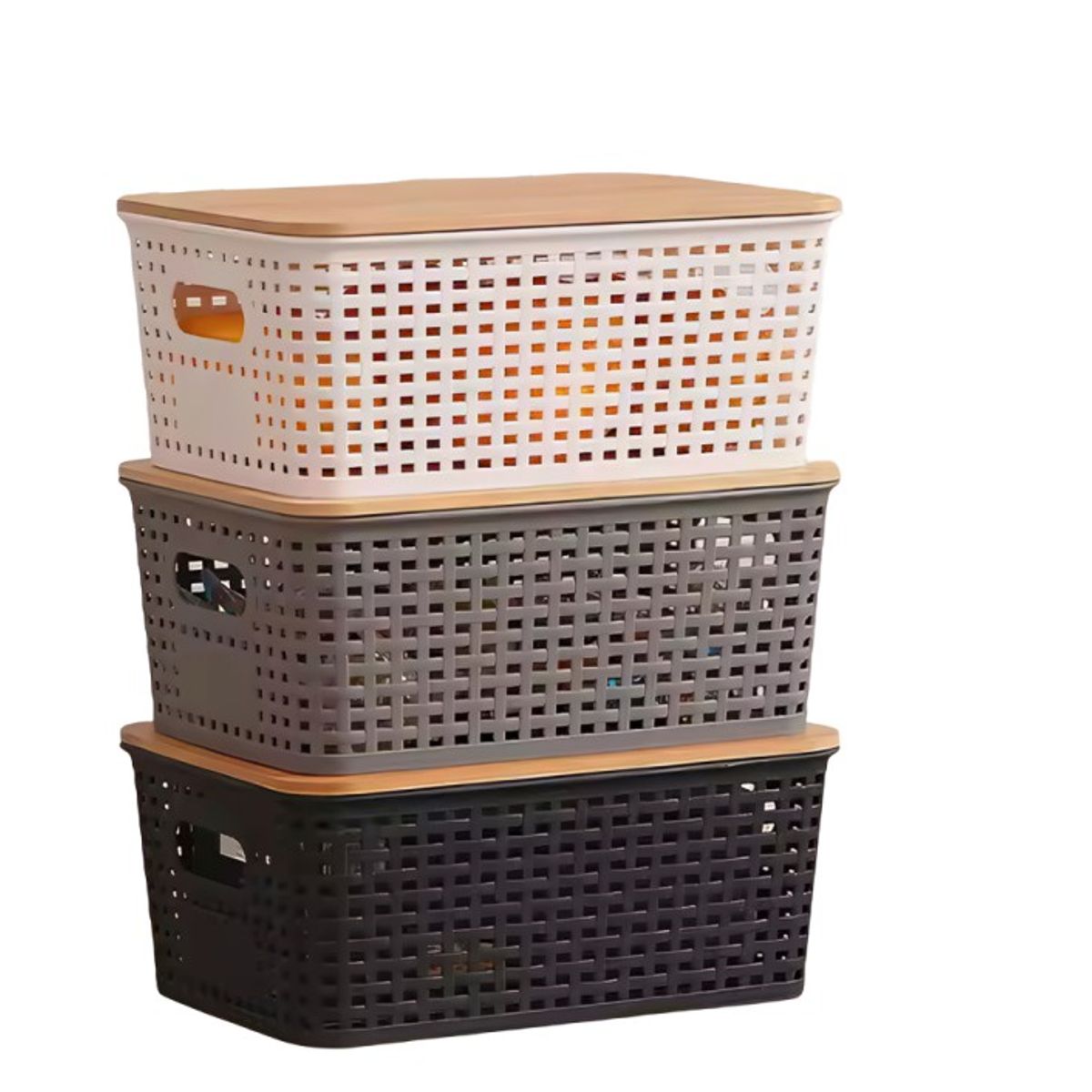 OEM - Caja de almacenamiento con tapa de bambú