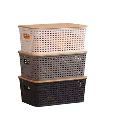 OEM - Caja de almacenamiento con tapa de bambú