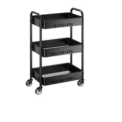 OEM - Carrito Organizador Metal 3 Niveles Cocina Negro