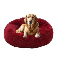 Cama Antiestrés Felpa para Mascotas Perros Gatos 50cm Rojo
