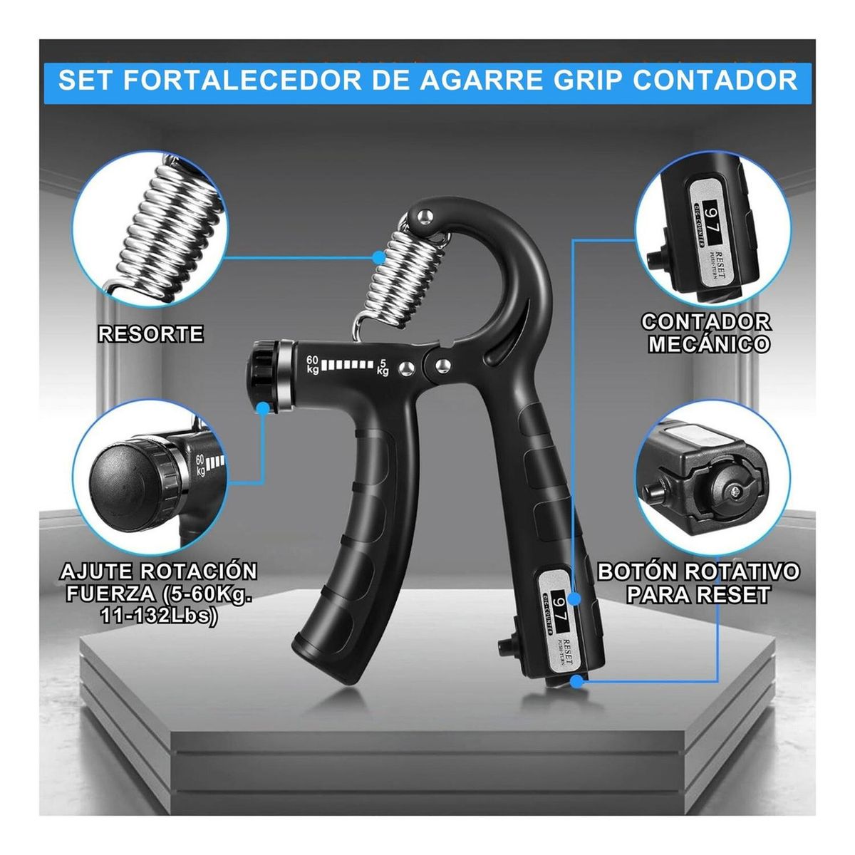 YEP S - Set Hand Grip 5-60 Kg Manos Dedos Antebrazo Yepsport