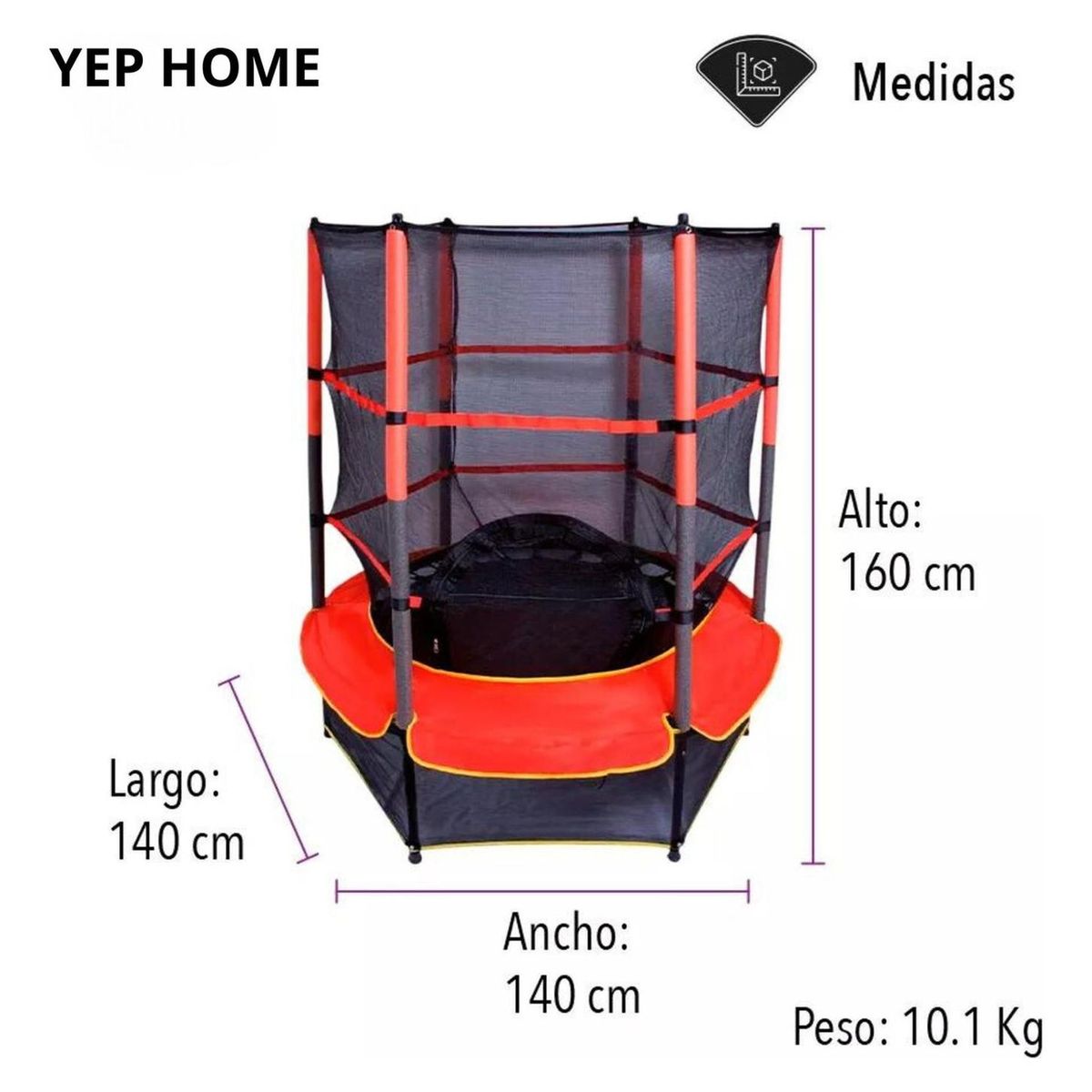 YEP S - Cama Elástica 1.4m Saltarina Trampolin Niños - Rojo