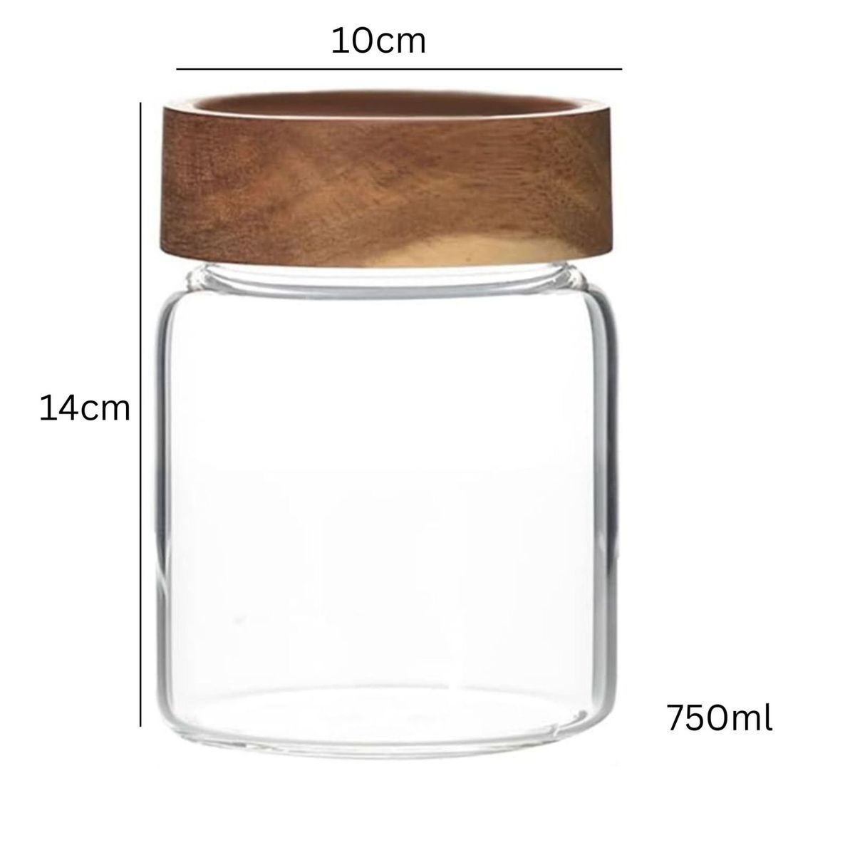 ALLEGRA - Frasco de Vidrio Borosilicato Con Tapa Madera 750ml