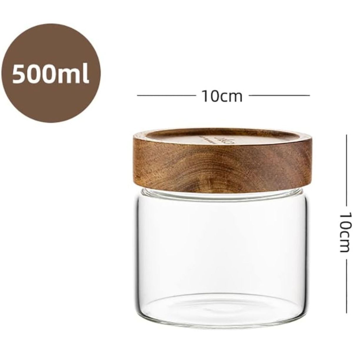 ALLEGRA - Frasco de Vidrio Borosilicato Con Tapa Madera 500ml