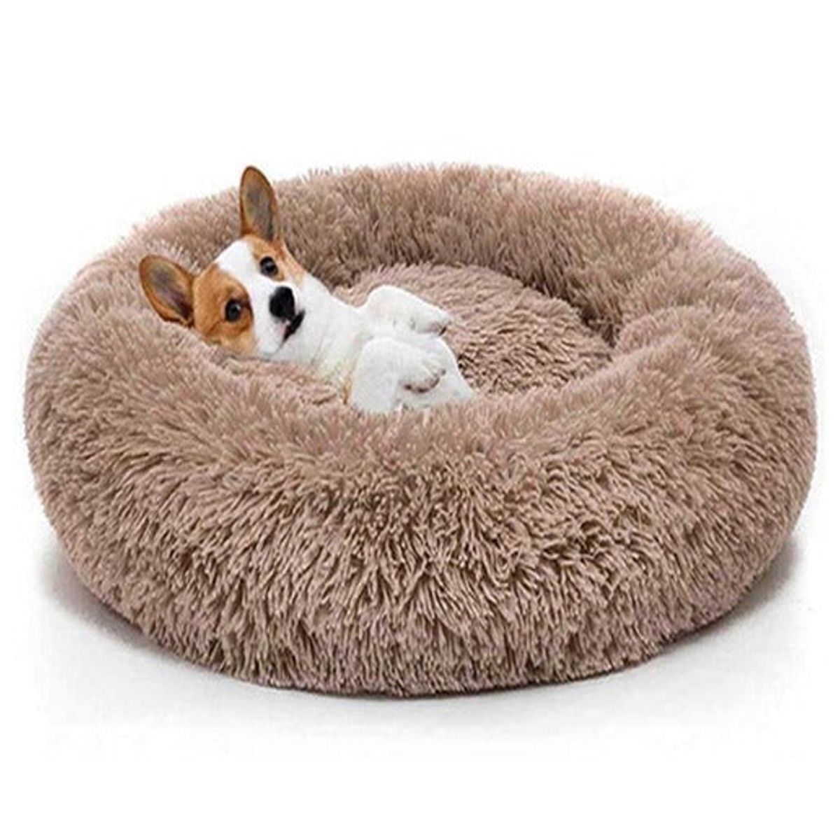 MASCO TODO - Cama Antiestrés Felpa para Mascotas Perros Gatos 60cm Marrón