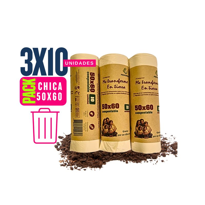 GENERICO - Bolsa Basura 50x60cm - 30 unds Biodegradable & Compostable.