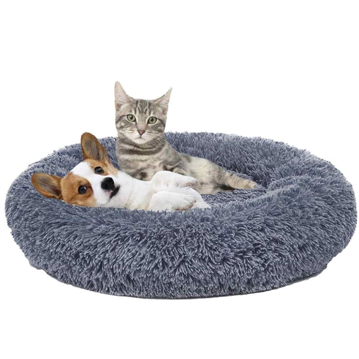 MASCO TODO - Cama Antiestrés Felpa para Mascotas Perros Gatos 60cm Gris