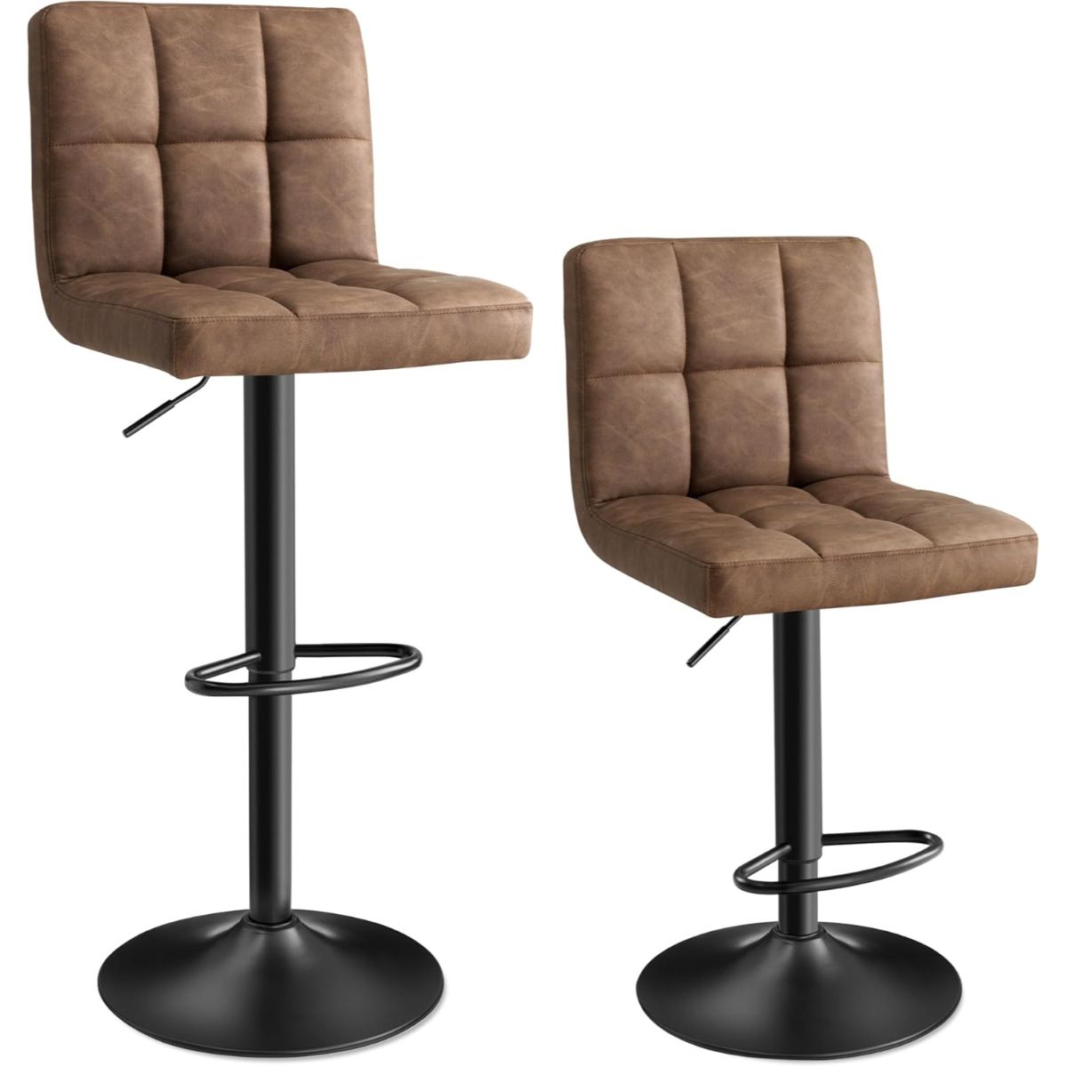 SPACEZAT - Set 2 Taburetes Eco Cuero Café Skien