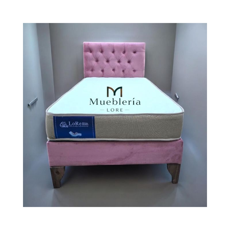 GENERICO - CAMA CAPITONE PALO-ROSA 15P EN FELPA
