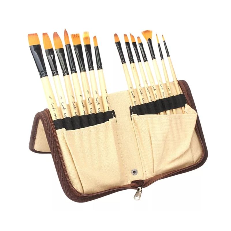 GENERICO - Set De Pinceles De Pelo Sintético Pacuarelaoleo 15 Piezas