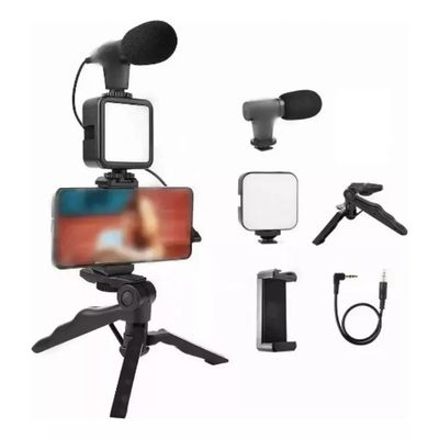 Imagen 2 del producto Estabilizador Para Celular Tripode Con Luz Led Y Microfono Color Negro